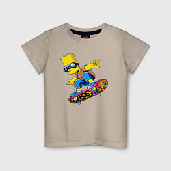 Футболка хлопковая детская Bart Simpson on a skateboard - extreme, цвет: миндальный