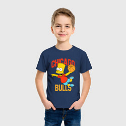 Футболка хлопковая детская Чикаго Буллз Барт Симпсон, цвет: тёмно-синий — фото 2