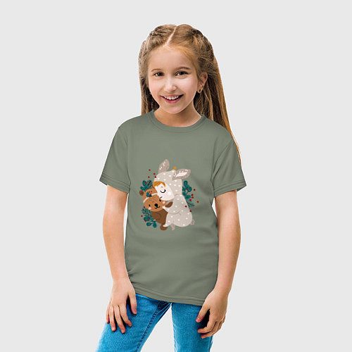 Детская футболка Малыш зайка с медвежонком / Авокадо – фото 4
