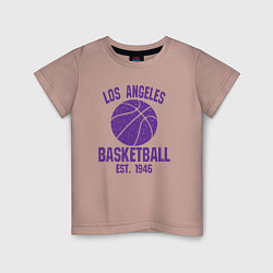 Футболка хлопковая детская Basketball Los Angeles, цвет: пыльно-розовый