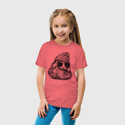 Детская футболка Толстый хомяк хипстер / Коралловый – фото 4