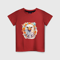 Футболка хлопковая детская Орел в цветах, цвет: красный