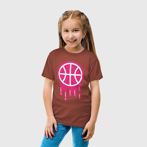 Детская футболка Pink basketball / Кирпичный – фото 4