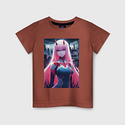 Футболка хлопковая детская Darling in the Franxx - zero two - ai art, цвет: кирпичный