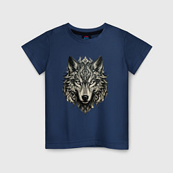 Футболка хлопковая детская Племенной волк, цвет: тёмно-синий
