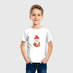 Футболка хлопковая детская Дед Мороз с ёлкой и подарками, цвет: белый — фото 2