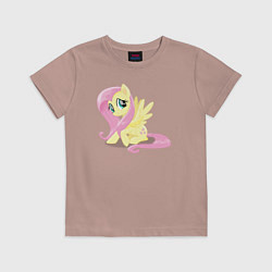 Футболка хлопковая детская Флаттершай из My Little Pony в кино, цвет: пыльно-розовый