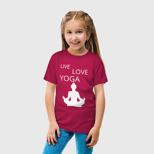 Детская футболка Йога - жизнь - любовь / Маджента – фото 4
