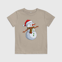 Детская футболка Снеговик в новогоднем колпаке