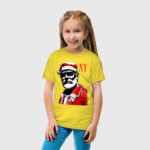 Детская футболка Cool Santa - portrait / Желтый – фото 4