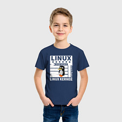 Футболка хлопковая детская Пингвин программист системы линукс, цвет: тёмно-синий — фото 2