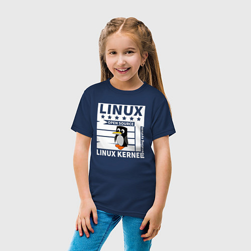 Детская футболка Пингвин программист системы линукс / Тёмно-синий – фото 4