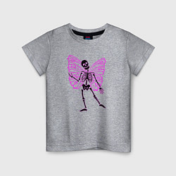 Футболка хлопковая детская Скелет-бабочка, цвет: меланж