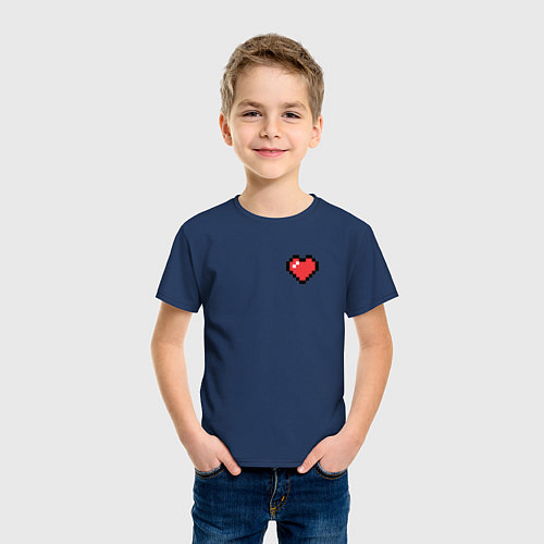 Детская футболка Пиксельное сердечко / Тёмно-синий – фото 3