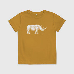 Детская футболка Носорог белый сбоку