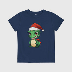 Футболка хлопковая детская Дракоша 2024 год, цвет: тёмно-синий