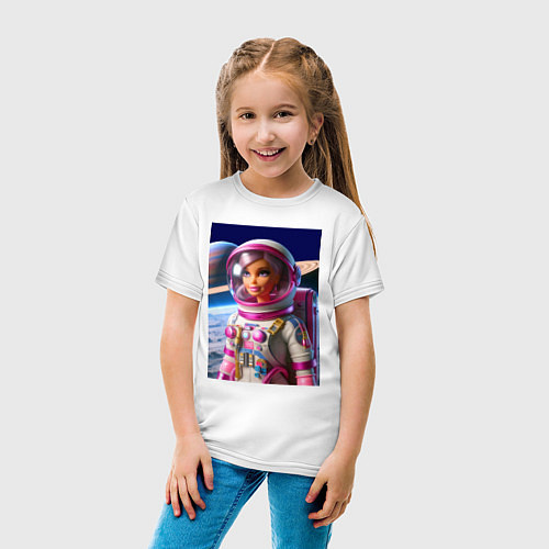 Детская футболка Барби - крутой космонавт / Белый – фото 4