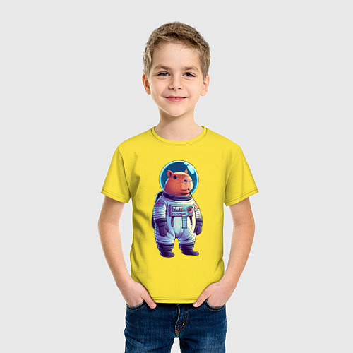 Детская футболка Капибара бравый космонавт / Желтый – фото 3