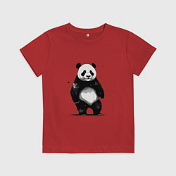 Футболка хлопковая детская Панда стоит, цвет: красный