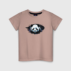 Футболка хлопковая детская Грустная панда портрет, цвет: пыльно-розовый