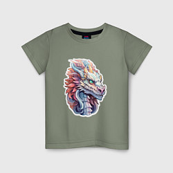 Футболка хлопковая детская Colorful dragon, цвет: авокадо