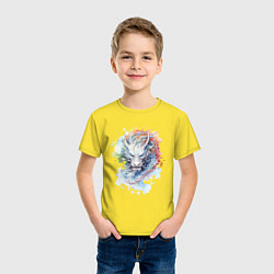 Футболка хлопковая детская Дракон нарисованный акварелью, цвет: желтый — фото 2
