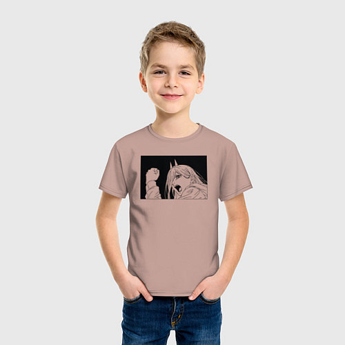 Детская футболка Пауэр аниме человек бензопила / Пыльно-розовый – фото 3