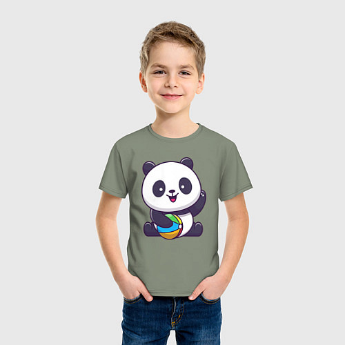 Детская футболка Панда с мячиком / Авокадо – фото 3