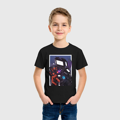 Детская футболка ТВ Мен со Спикерменом и Камераменом / Черный – фото 3