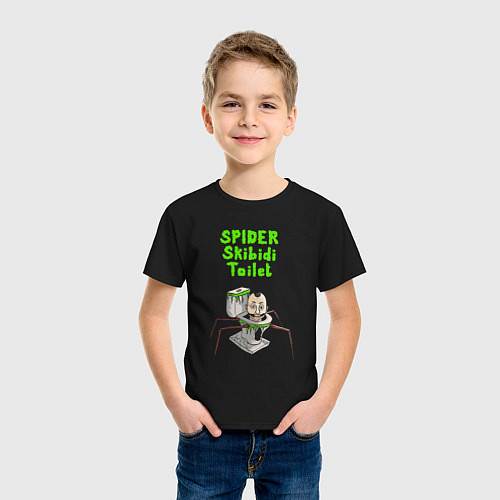 Детская футболка Spider skibidi tualet / Черный – фото 3