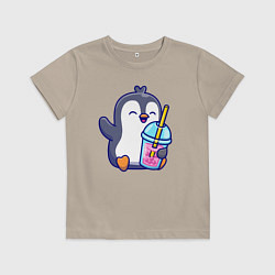 Детская футболка Пингвин с напитком