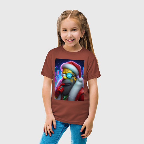 Детская футболка Simpson Claus - cyberpunk / Кирпичный – фото 4
