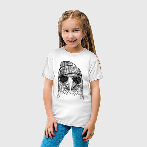 Детская футболка Олуша в шапке и очках / Белый – фото 4