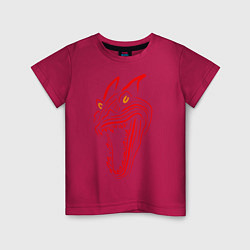 Футболка хлопковая детская Дракон красного цвета, цвет: маджента