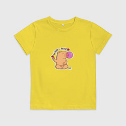 Футболка хлопковая детская Капибара: миру мир, цвет: желтый