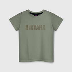Футболка хлопковая детская Nirvana grunge text, цвет: авокадо