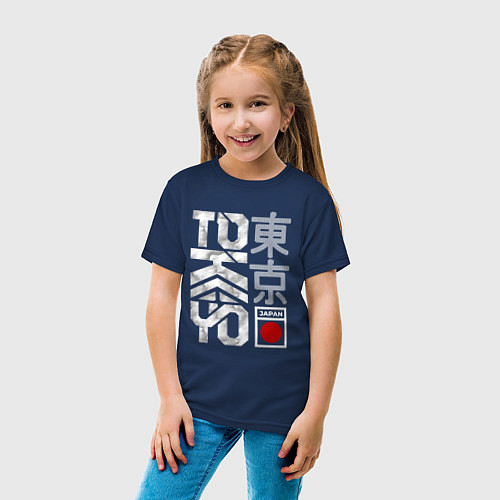 Детская футболка Токио типографика / Тёмно-синий – фото 4