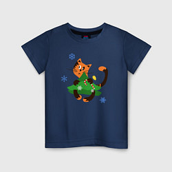 Детская футболка Кот на елке