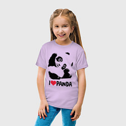 Футболка хлопковая детская I love panda, цвет: лаванда — фото 2