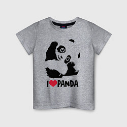 Футболка хлопковая детская I love panda, цвет: меланж