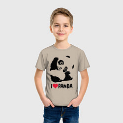 Футболка хлопковая детская I love panda, цвет: миндальный — фото 2