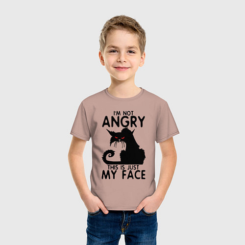 Детская футболка I am not angry cat / Пыльно-розовый – фото 3