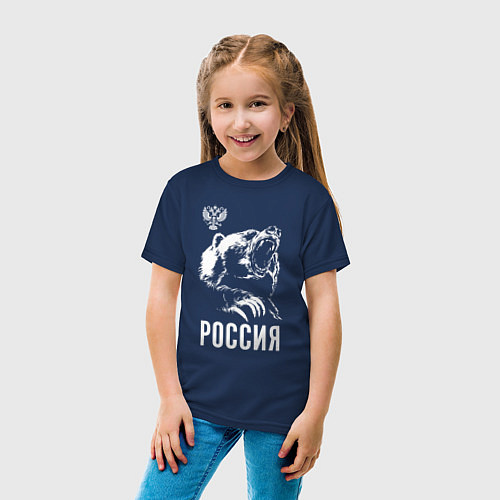 Детская футболка Русский медведь / Тёмно-синий – фото 4