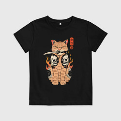 Детская футболка Огненный кот якудза самурай