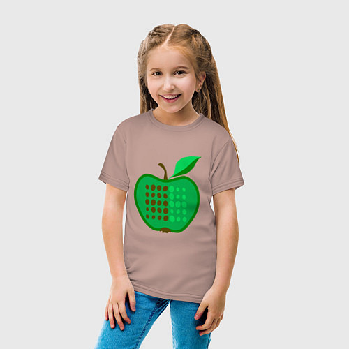 Детская футболка Зеленое яблоко / Пыльно-розовый – фото 4