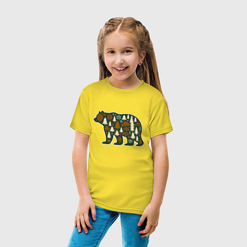 Детская футболка Медведь и тайга / Желтый – фото 4