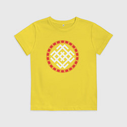 Футболка хлопковая детская Символ оберег белобога в кольце, цвет: желтый