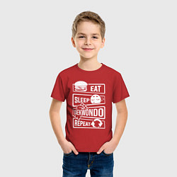Футболка хлопковая детская Еда сон тхэквондо, цвет: красный — фото 2