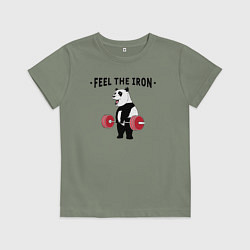 Детская футболка Почувствуй железо - панда бодибилдер