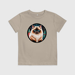 Детская футболка Гималайский кот ждет Новый Год